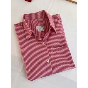 Guy Rover Red White Striped Cotton Long Sleeve Button-Up Shirt Size 44
